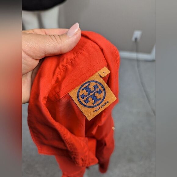 Tory Burch Red sheer blouse fitted military style size 0 - Picture 4 of 7